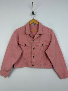 Vintage Guess Jean Jacket Womens Medium Pink Cotton Denim Cropped Boxy 90s Y2K